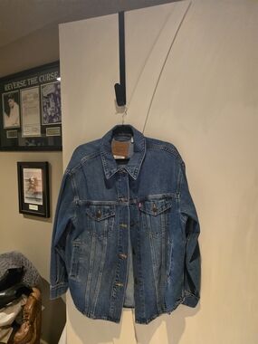 Levi's Blue Denim Jacket with Brown Leather Patch